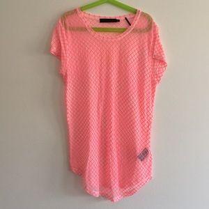 LAMB Gwen Stefani Women’s White and Neon Pink Top